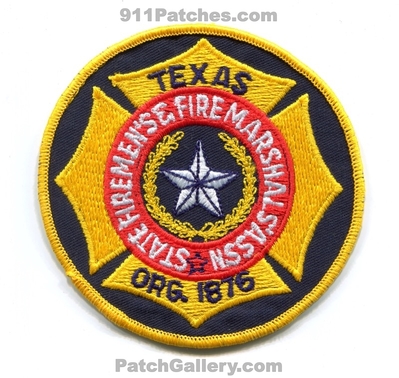 Texas State Firemens and Fire Marshals Association Patch (Texas)
Scan By: PatchGallery.com
Keywords: & assn. assoc. org. 1876