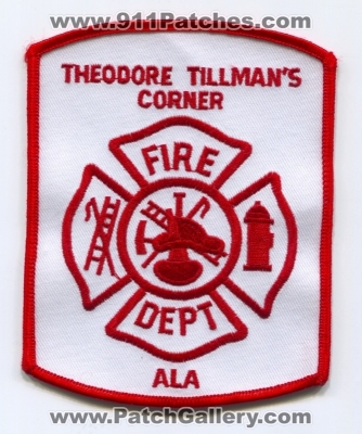 Theodore Tillmans Corner Fire Department Patch (Alabama)
Scan By: PatchGallery.com
Keywords: dept.