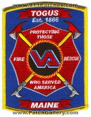 Togus Fire Rescue Patch (Maine)
[b]Scan From: Our Collection[/b]
Keywords: va veterans affairs