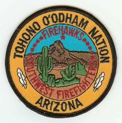 Tohono O'Odham Nation Firehawks Southwest Firefighters
Thanks to PaulsFirePatches.com for this scan.
Keywords: arizona fire oodham