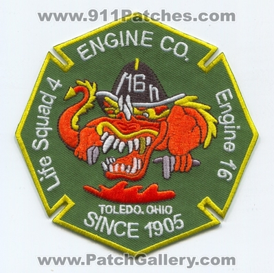 Toledo Fire Rescue Department Engine Company 16 Life Squad 4 Patch (Ohio)
Scan By: PatchGallery.com
Keywords: tfrd dept. co. station since 1905