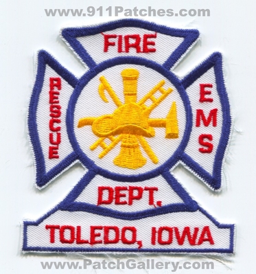 Toledo Fire Rescue EMS Department Patch (Iowa)
Scan By: PatchGallery.com
Keywords: dept.