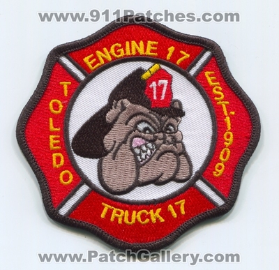 Toledo Fire Rescue Department Station 17 Patch (Ohio)
Scan By: PatchGallery.com
Keywords: dept. engine truck company co. est. 1909 bulldog