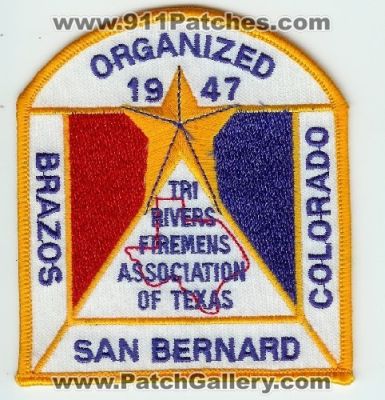 Tri Rivers Firemens Association of Texas (Texas)
Thanks to Mark C Barilovich for this scan.
Keywords: brazos san bernard colorado