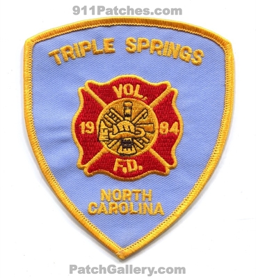 Triple Springs Volunteer Fire Department Patch (North Carolina)
Scan By: PatchGallery.com
Keywords: vol. dept. 1984