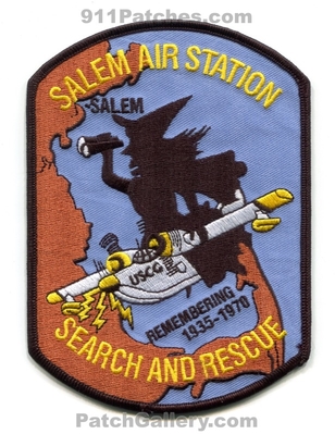 Coast Guard Air Station Salem Search and Rescue USCG Military Patch (Massachusetts)
Scan By: PatchGallery.com
Keywords: united states u.s.c.g. sar remembering 1935-1970 plane witch