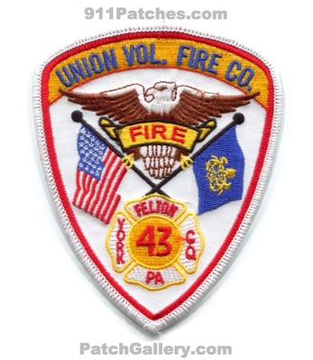 Union Volunteer Fire Company 43 York Felton CQ Patch (Pennsylvania)
Scan By: PatchGallery.com
Keywords: vol. co. department dept. pa