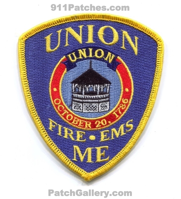 Union Fire EMS Department Patch (Maine)
Scan By: PatchGallery.com
Keywords: dept. october 20 1786