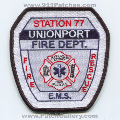 Unionport Fire Rescue Department Station 77 Jefferson County Division 2 Patch (Ohio)
Scan By: PatchGallery.com
Keywords: dept. e.m.s. ems co. div.