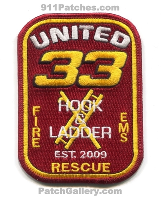 United Hook and Ladder Company 33 Fire Rescue EMS Department Patch (Pennsylvania)
Scan By: PatchGallery.com
Keywords: & co. dept.