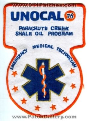 Unocal 76 Parachute Creek Shale Oil Program Emergency Medical Technician Patch (Colorado)
[b]Scan From: Our Collection[/b]
Keywords: emt ems
