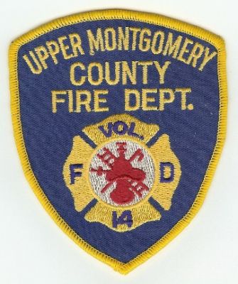 Upper Montgomery County Fire Dept
Thanks to PaulsFirePatches.com for this scan.
Keywords: maryland department volunteer 14