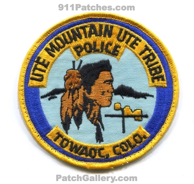 Ute Mountain Ute Tribe Police Department Towaoc Patch (Colorado)
Scan By: PatchGallery.com
Keywords: mtn. dept. indian tribal