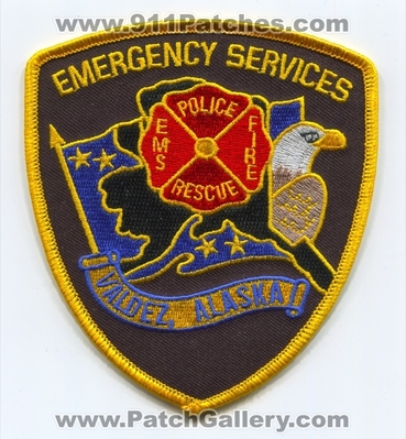 Valdez Emergency Services Fire Rescue EMS Police Department Patch (Alaska)
Scan By: PatchGallery.com
Keywords: es dept.