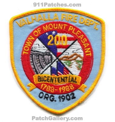 Valhalla Fire Department 200 Years Bicentennial Patch (New York)
Scan By: PatchGallery.com
Keywords: dept. town of mount mt. pleasant 1788-1988 org. 1902