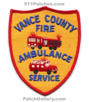 Vance County Fire Ambulance Service Patch (North Carolina)
Scan By: PatchGallery.com
Keywords: co. department dept.