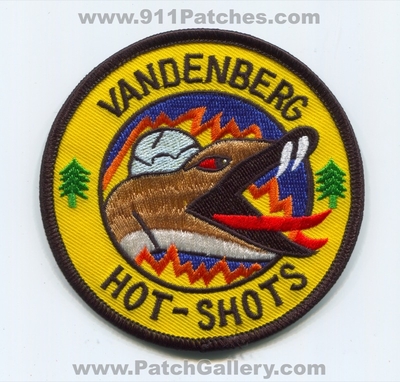 Vandenberg Air Force Base AFB Hot Shots Forest Fire Wildfire Wildland USAF Military Patch (California)
Scan By: PatchGallery.com
Keywords: A.F.B. Hotshots Department Dept. U.S.A.F.