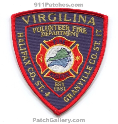Virgilina Volunteer Fire Rescue Department Halifax County Station 4 Granville County Station 17 Patch (North Carolina)
Scan By: PatchGallery.com
Keywords: vol. dept. co. st. est 1951