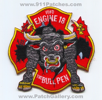 Virginia Beach Fire Department Engine 18 Patch (Virginia)
Scan By: PatchGallery.com
Keywords: dept. vbfd v.b.f.d. company co. station the bull pen