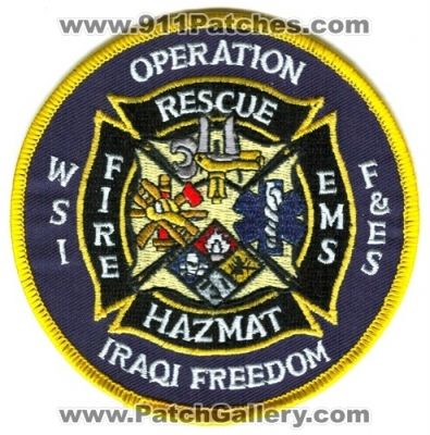 WSI Fire Rescue Department (Iraq)
Scan By: PatchGallery.com
Keywords: dept. ems hazmat haz-mat fes and emergency services operation iraqi freedom oif military