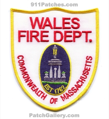 Wales Fire Department Patch (Massachusetts)
Scan By: PatchGallery.com
Keywords: dept. commonwealth of est 1762