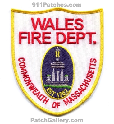 Wales Fire Department Patch (Massachusetts)
Scan By: PatchGallery.com
Keywords: dept. commonwealth of est 1762
