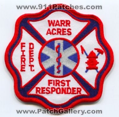 Warr Acres Fire Department First Responder (Oklahoma)
Scan By: PatchGallery.com
Keywords: dept. ems