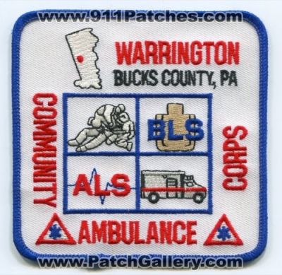 Warrington Community Ambulance Corps (Pennsylvania)
Scan By: PatchGallery.com
Keywords: ems als bls emt paramedic bucks county pa