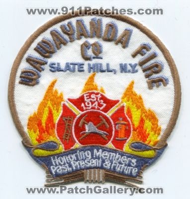Wawayanda Fire Company Patch (New York)
Scan By: PatchGallery.com
Keywords: department dept. co. slate hill n.y. ny honoring members past present & and future