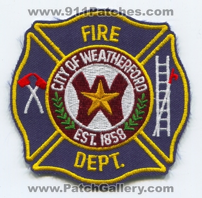 Weatherford Fire Department Patch (Texas)
Scan By: PatchGallery.com
Keywords: city of dept.