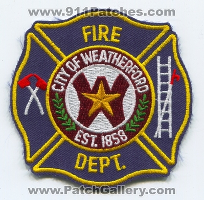 Weatherford Fire Department Patch (Texas)
Scan By: PatchGallery.com
Keywords: city of dept.