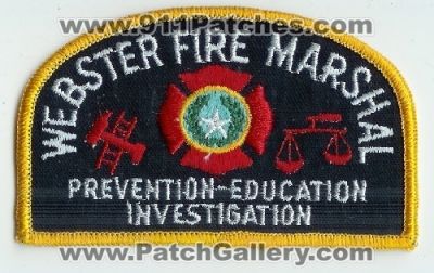 Webster Fire Department Marshal (Texas)
Thanks to Mark C Barilovich for this scan.
Keywords: dept. prevention-education investigation