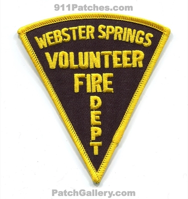 Webster Springs Volunteer Fire Department Patch (West Virginia) (Confirmed)
Scan By: PatchGallery.com
Keywords: vol. dept.