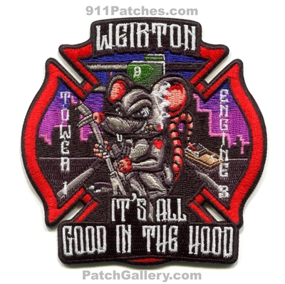 Weirton Fire Department Station 1 Patch (West Virginia)
Scan By: PatchGallery.com
[b]Patch Made By: 911Patches.com[/b]
Keywords: Dept. Engine 3 Tower 1 Company Co. Its All Good in the Hood Mouse Rat