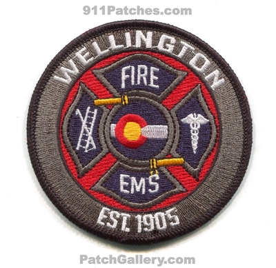 Wellington Fire Department Patch (Colorado)
[b]Scan From: Our Collection[/b]
Keywords: dept. ems est. 1905