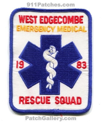 West Edgecombe Emergency Medical Services EMS Rescue Squad Patch (North Carolina)
Scan By: PatchGallery.com
Keywords: ambulance 1983
