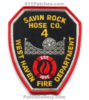 West Haven Fire Department Savin Rock Hose Company 4 Patch (Connecticut)
Scan By: PatchGallery.com
Keywords: dept. co. est. 1895