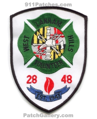 West Lanham Hills Volunteer Fire Department Company 28 and 48 Patch (Maryland)
Scan By: PatchGallery.com
Keywords: vol. dept. co. stations est. 1943