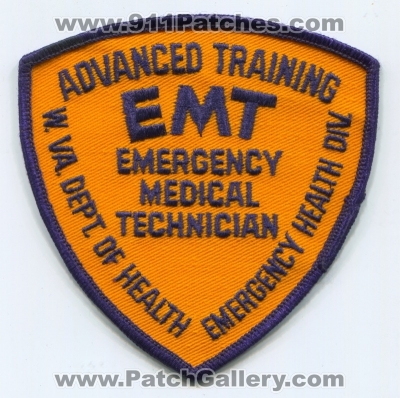 West Virginia Emergency Medical Technician EMT Patch (West Virginia)
Scan By: PatchGallery.com
Keywords: state certified w.va. department dept. of health emergency health division div. advanced training
