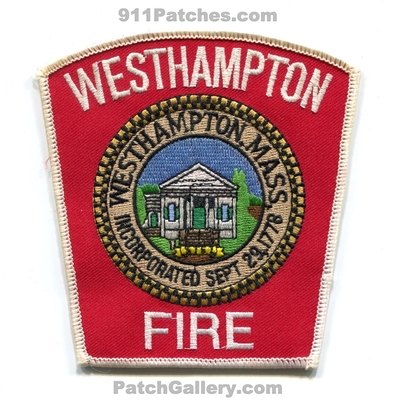 Westhampton Fire Department Patch (Massachusetts)
Scan By: PatchGallery.com
Keywords: dept. incorporated sept 29, 1778