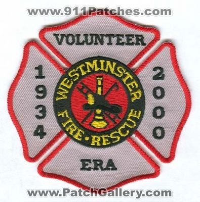 Westminster Fire Rescue Volunteer Era Patch (Colorado)
[b]Scan From: Our Collection[/b]

