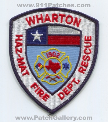 Wharton Fire Rescue Department Haz-Mat Patch (Texas)
Scan By: PatchGallery.com
Keywords: dept. hazmat hazardous materials 1902
