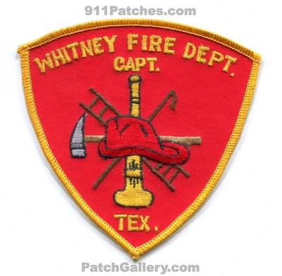 Whitney Fire Department Captain Patch (Texas)
Scan By: PatchGallery.com
Keywords: dept. tex.