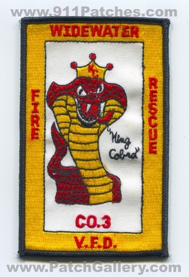 Widewater Volunteer Fire Rescue Department Company 3 Patch (Virginia)
Scan By: PatchGallery.com
Keywords: vol. dept. co. vfd v.f.d. kc king cobra snake