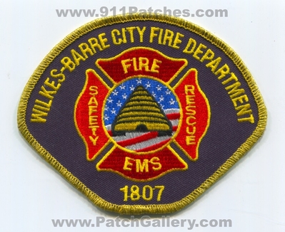 Wilkes-Barre City Fire Department Patch (Pennsylvania)
Scan By: PatchGallery.com
Keywords: dept. rescue ems safety 1807