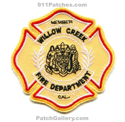 Willow Creek Fire Department Member Patch (California)
Scan By: PatchGallery.com
Keywords: dept.
