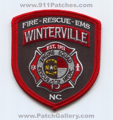 Winterville Fire Rescue EMS Department Station 15 Patch (North Carolina)
Scan By: PatchGallery.com
Keywords: Dept. Engine Squad Medic Company Co. Est. 1951 NC