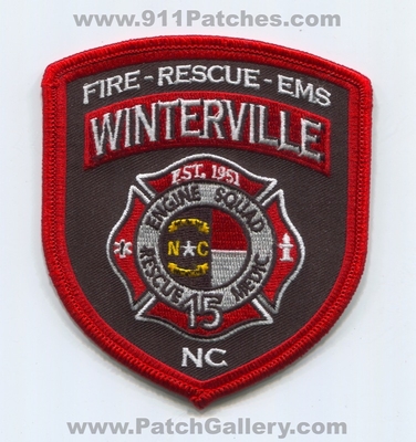 Winterville Fire Rescue EMS Department Station 15 Patch (North Carolina)
Scan By: PatchGallery.com
Keywords: Dept. Engine Squad Medic Company Co. Est. 1951 NC