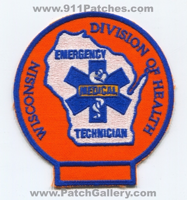 Wisconsin Division of Health Emergency Medical Technician EMT Patch (Wisconsin)
Scan By: PatchGallery.com
Keywords: ems ambulance div. state certified licensed registered