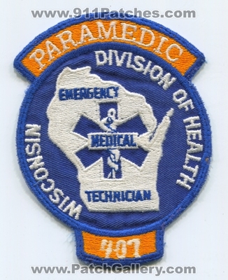 Wisconsin State Emergency Medical Technician EMT Paramedic 407 EMS Patch (Wisconsin)
Scan By: PatchGallery.com
Keywords: certified services ambulance division of health